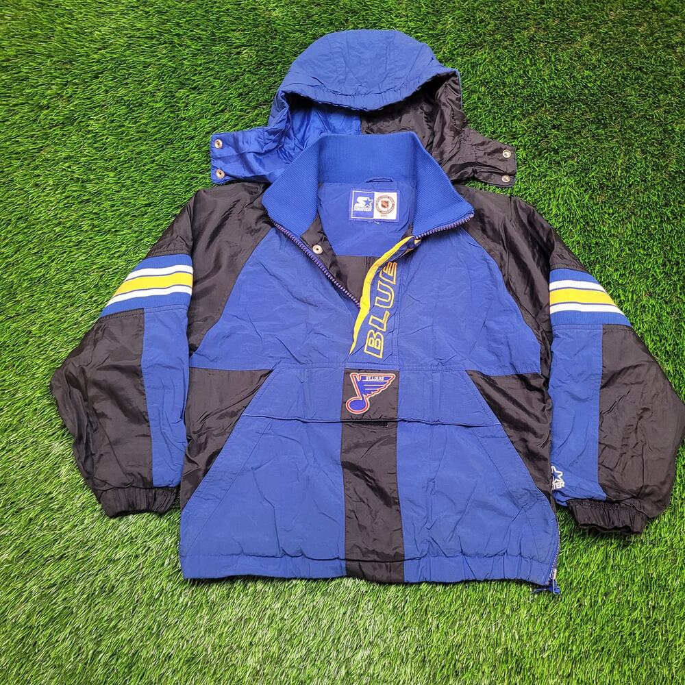 VTG 90s Starter St. Louis Blues Anorak Puffer Jacket Womens Small Cropped Y2K